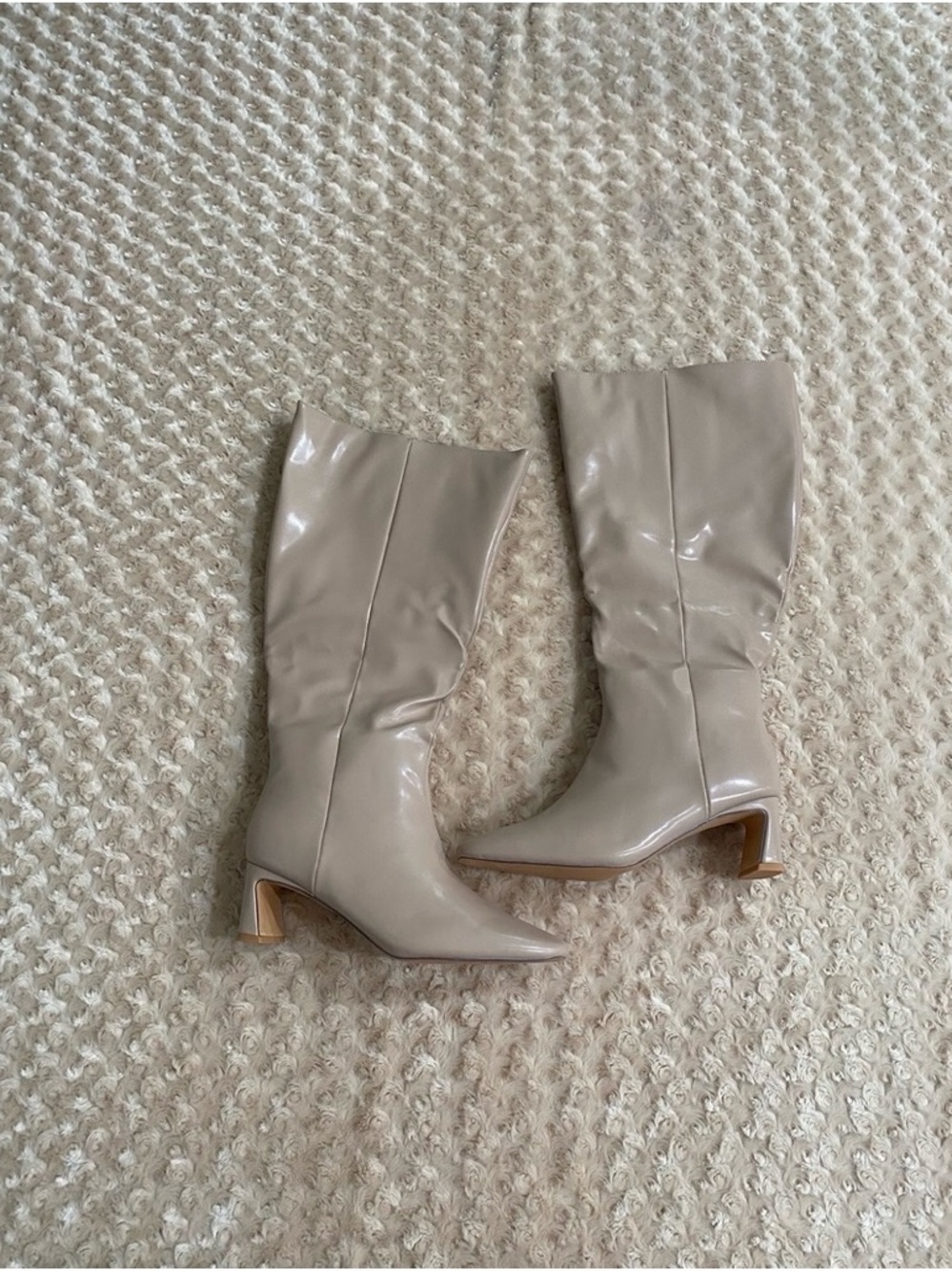 New Women size 11 Beige Knee High Heel Boots